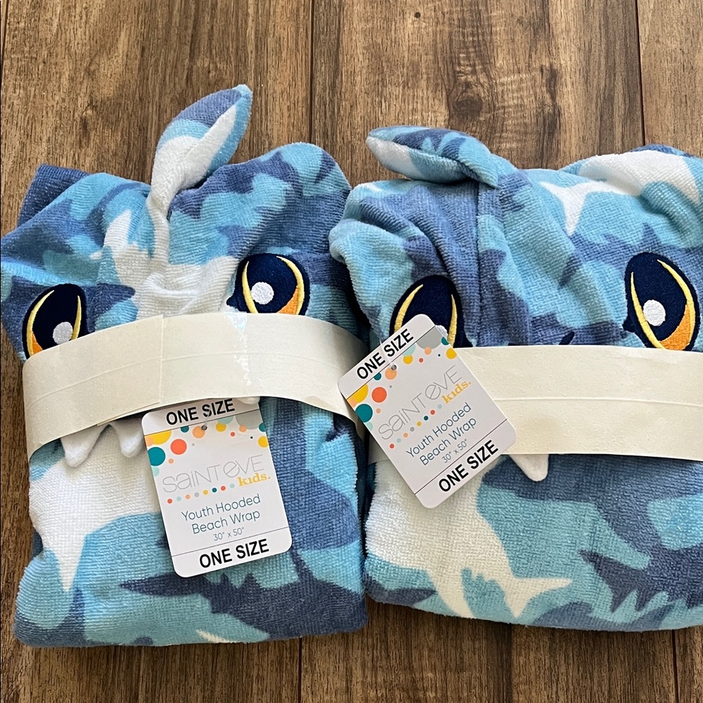 Saint Eve Kids Blue Shark Hooded Beach Wrap